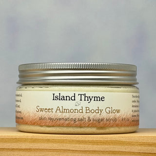 Jar of sweet almond salt & sugar scrub